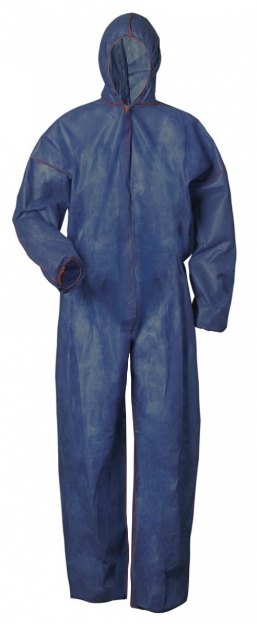 UNIVERSAL-Hygiene, PP-Einweg-Overall, Schutzanzug, Einmal-Schutzoverall, mit Kapuze, blau, VE = 1 Stück