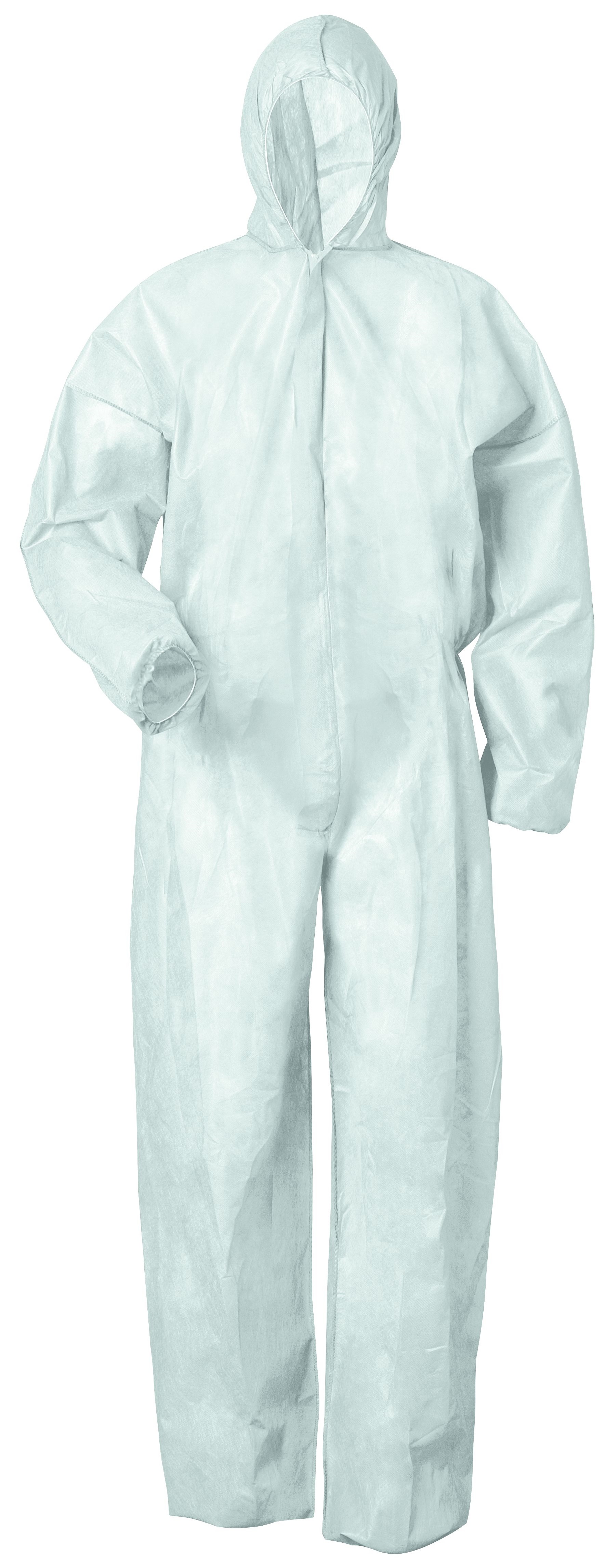 UNIVERSAL-Hygiene, PP-Einweg-Overall, Schutzanzug, Einmal-Schutzoverall, mit Kapuze, weiß, VE = 1 Stück