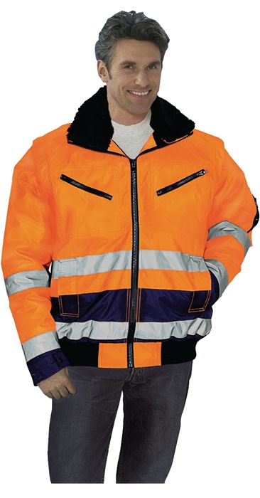 NW PREVENT Warnschutzjacke Pilotenjacke Arbeitsjacke Warnjacke Warnkleidung orange marine
