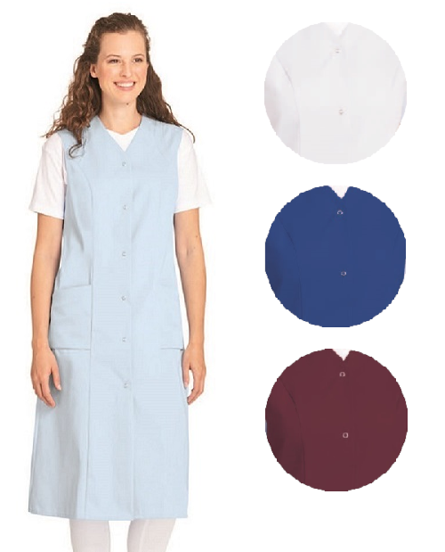 LEIBER-Jobwear, Damen-Arbeits-Mantel, Berufsmantel, Kittel, 1/1 lang, ohne Arm, königsblau