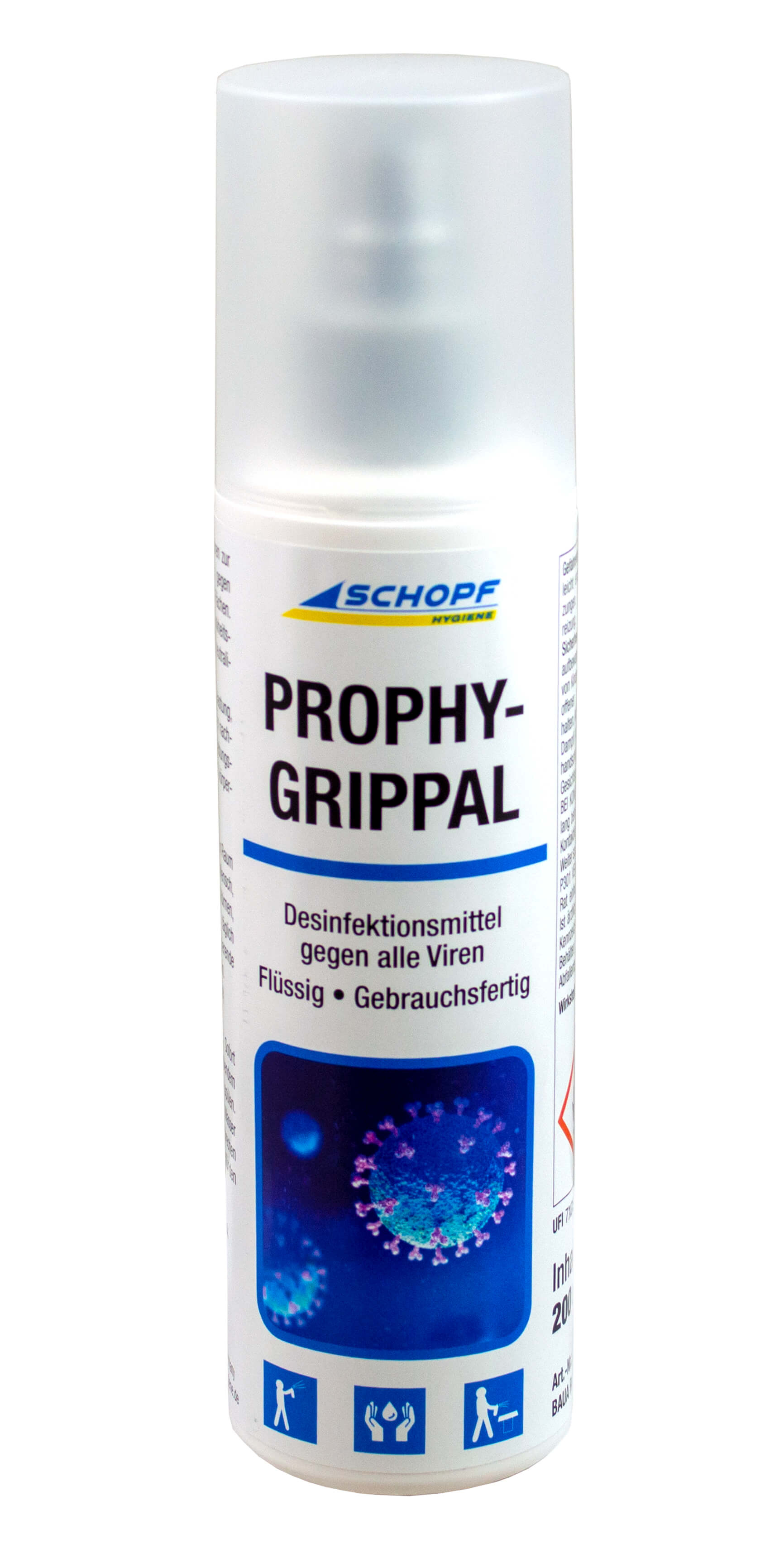 Schopf-Händedesinfektion - Hand-Desinfektionsmittel Prophygrippal - Spray 200 ml - gegen Viren und Bakterien