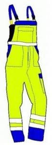 Gr.27 KÜBLER Warnschutzlatzhose Arbeitslatzhose Warnkleidung High Visibility Dress warngelb kornblau