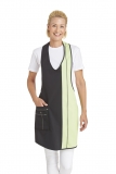 LEIBER-Jobwear, Damen-Latzschürze, Arbeits-Berufs-Schürze, Vorbinder, ca. 215g/m², schwarz/hellgrün