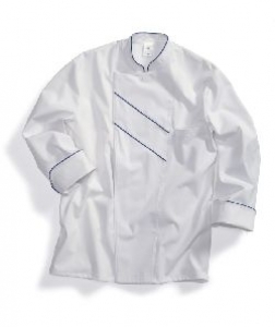 Gr.50 BP Image KochJacke Arbeitsjacke Berufsjacke Bäckerjacke Kochkleidung Bäckerkleidung Gastronomiekleidung weiß königsblau ca 215g