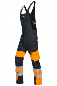 ROFA-Warnschutz, Warn-Latzhose, Vis-Line Mac, anthrazit/leuchtorange