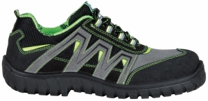 Gr.48 COFRA-Footwear, SUNSET GREY S1 P SRC, Sicherheits-Arbeits-Berufs-Schuhe, Halbschuhe, schwarz/grün
