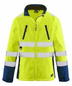 BIG-4-Protect-Warnschutz, Warn-Wetterschutz-Softshell-Jacke, Pittsburgh, leuchtgelb/navy