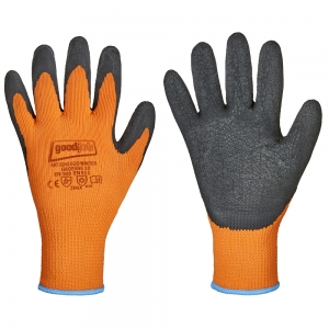 F-GOODJOB-Handschutz, Schrumpf-Latex, Arbeitshandschuhe *ECO WINTER*,  orange/schwarz