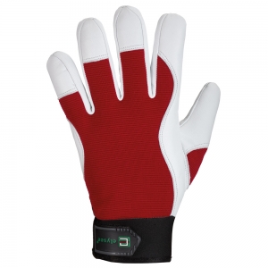 F-ELYSEE-Handschutz, Nappaleder, Arbeitshandschuhe *CARVER*,  Pkg.a`12, weiß/rot
