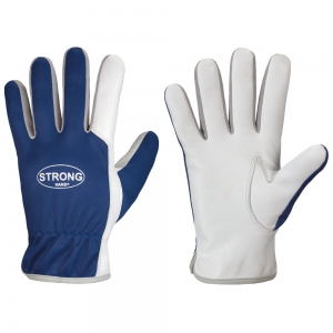 F-STRONGHAND-Handschutz, Schafsleder Arbeitshandschuhe, *DAVAO*, blau/grau, Pkg.a`12