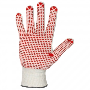 F-STRONGHAND-Handschutz, Strick, mit Noppen, Arbeitshandschuhe, *NINGBO*, Pkg.a`12 , weiß/rot