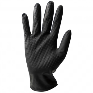 F-STRONGHAND-Einwegschutz,  Nitril-Einweghandschuhe, puderfrei, *GRIP SCHWARZ*,Spenderbox á 50 Stück, VE: 10 Boxen, schwarz