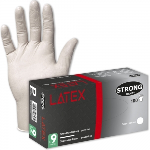 F-STRONGHAND-Einwegschutz,  Latex-Einweghandschuhe, puderfrei, *COLOMBO*, Spenderbox á 100 Stück, VE: 10 Boxen