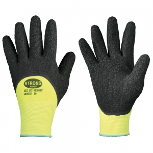 F-STRONGHAND-Handschutz, Latex, Arbeitshandschuhe,  *NEONGRIP*, Pkg.a`12  schwarz/neongelb