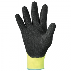 F-STRONGHAND-Handschutz, Latex, Arbeitshandschuhe,  *NEONGRIP*, Pkg.a`12  schwarz/neongelb