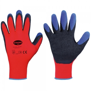 F-STRONGHAND-Handschutz, Feinstrick, Arbeitshandschuhe, *TIP GRIP*, Pkg.a`12 , rot/schwarz/blau
