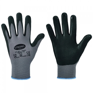 F-STRONGHAND-Handschutz, Nitril, mit Noppen, Arbeitshandschuhe, *HANDAN*, Pkg.a`12, grau/schwarz