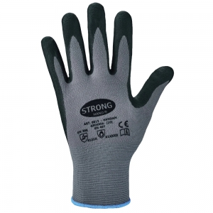 F-STRONGHAND-Handschutz, Nitril, mit Noppen, Arbeitshandschuhe, *HANDAN*, Pkg.a`12, grau/schwarz