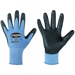 F-STRONGHAND-Handschutz, Polyester, Nitrilbeschichtung, mit Noppen, Arbeitshandschuhe, *HANTING*, Pkg.a`12, blau
