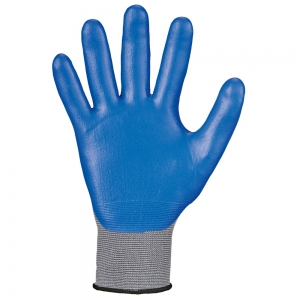 F-STRONGHAND-Handschutz, Nylon, Nitrilbeschichtung, Arbeitshandschuhe,*DELTANA*, Pkg.a`12, grau/blau