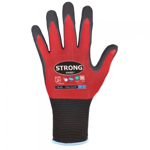 F-STRONGHAND-Handschutz, Nylon, Nitrilbeschichtung, Arbeitshandschuhe,*PRECISOR*, Pkg.a`12, rot/schwarz
