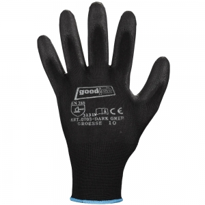 F-GOODJOB-Handschutz, Polyester, Arbeitshandschuhe, *DARK GRIP*, schwarz