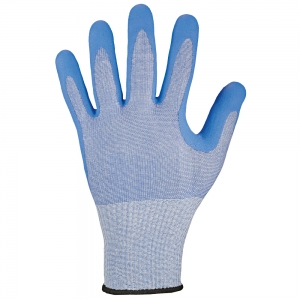 F-F-FELDTMANN-Handschutz, SCHNITTSCHUTZ-Feinstrick-Handschuh, *ANCHORAGE*, NAHTLOS, blau meliert