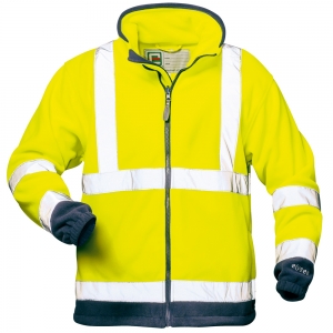 F-ELYSEE-Warnschutz, Warnschutz-Fleece-Jacke, *VALENTIN*, fluoreszierend gelb/marine abgesetzt