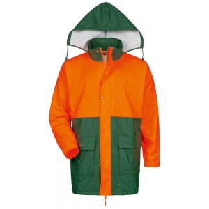 F-NORWAY-Forst-Regenjacke, PU-Stretch, *PAPPEL*, 190g/m², grün/orange