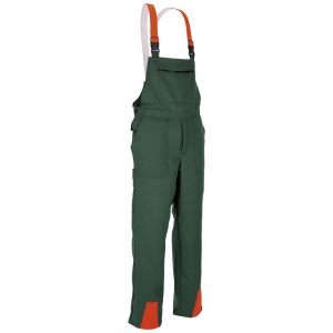 F-CRAFTLAND-Workwear, Latzhose mit Schnittschutz, *ERLE*, grün/orange abgesetzt