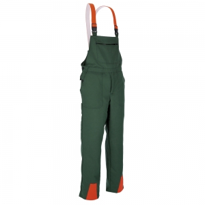 F-CRAFTLAND-Workwear, Latzhose mit Schnittschutz, *FICHTE*, grün/orange abgesetzt