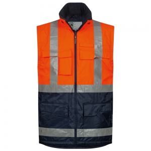 F-ELYSEE-Warnschutz, 4 in 1-Warnschutz-Parka, *WALLACE*, fluoreszierend orange/marine abgesetzt