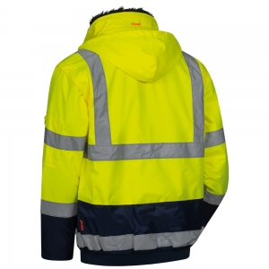 F-ELYSEE-Warnschutz, Warnschutz-Pilotjacke, 4-in 1, *ARTHUR*, fluoreszierend gelb/marine