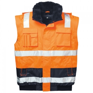 F-ELYSEE-Warnschutz, Warnschutz-Pilotjacke, 4-in 1, *OLIVER*, fluoreszierend orange/marine
