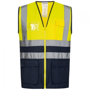 F-SAFESTYLE-Warnschutz, Warnschutz-Weste, *BERTHEL*, fluoreszierend gelb/marine