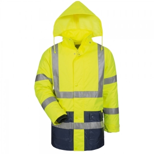 F-SAFESTYLE-Warnschutz, 2 in 1-Warnschutz-Parka, *SEBASTIAN*, fluoreszierend gelb/marine abgesetzt