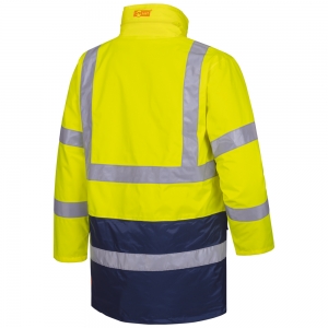 F-SAFESTYLE-Warnschutz, 2 in 1-Warnschutz-Parka, *SEBASTIAN*, fluoreszierend gelb/marine abgesetzt