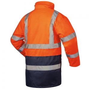 F-SAFESTYLE-Warnschutz, 2 in 1-Warnschutz-Parka, *ALEXANDER*, fluoreszierend orange/marine abgesetzt