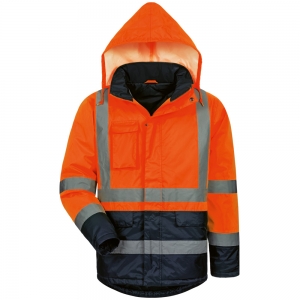 F-Warnschutz, Warnschutzparka, *STEFAN*, fluoreszierend orange/marine