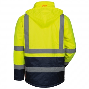 F-Warnschutz, Warnschutzparka, *HARRY*, fluoreszierend gelb/marine