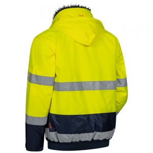 F-ELYSEE-Warnschutz, Warnschutz-Pilotenjacke, *SIEGFRIED*, fluoreszierend gelb/marine abgesetzt