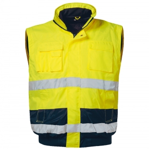 F-ELYSEE-Warnschutz, Warnschutz-Pilotenjacke, *SIEGFRIED*, fluoreszierend gelb/marine abgesetzt