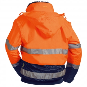 F-ELYSEE-Warnschutz, Warnschutz-Pilotenjacke, *VOLKER*, fluoreszierend orange/marine abgesetzt