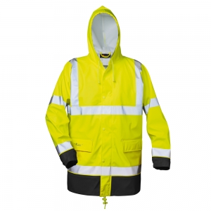 F-NORWAY-Warnschutz, Warnschutz-PU-Regenjacke, *MANFRED*, gelb/schwarz