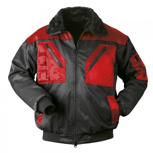 F-NORWAY-Pilotenjacke, *LEVANGER*, 250g/m², schwarz/rot abgesetzt
