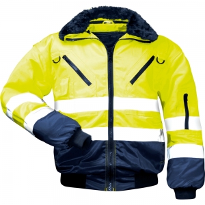 F-NORWAY-Warnschutz, Warnschutz-Pilotenjacke, *GUNNAR*, 250g/m², fluoreszierend gelb/marine abgesetzt