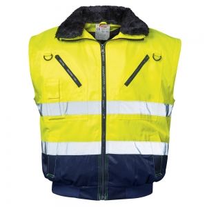 F-NORWAY-Warnschutz, Warnschutz-Pilotenjacke, *GUNNAR*, 250g/m², fluoreszierend gelb/marine abgesetzt