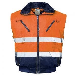 F-NORWAY-Warnschutz, Warnschutz-Pilotenjacke, *ERIK*, 250g/m², fluoreszierend orange/marine abgesetzt