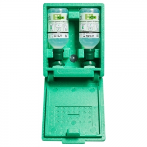 F-Feldtmann-Betriebsbedarf, Augenspülstation in Wandbox, 2X500ML Augenspüllösung, Spiegel