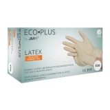 AMPRI-Einwegschutz, Einweg-Latex-Untersuchungshandschuhe, ECO PLUS, puderfrei, unsteril, VE = Pkg. á 100 Stück, transparent